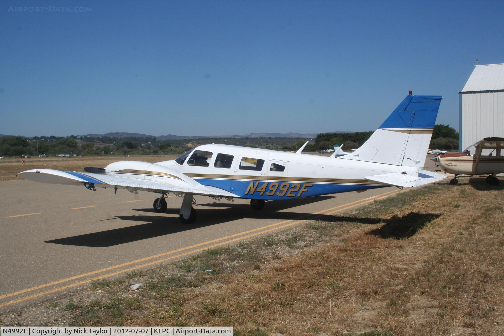 N4992F, 1976 Piper PA-34-200T C/N 34-7770005, Parked on the south side