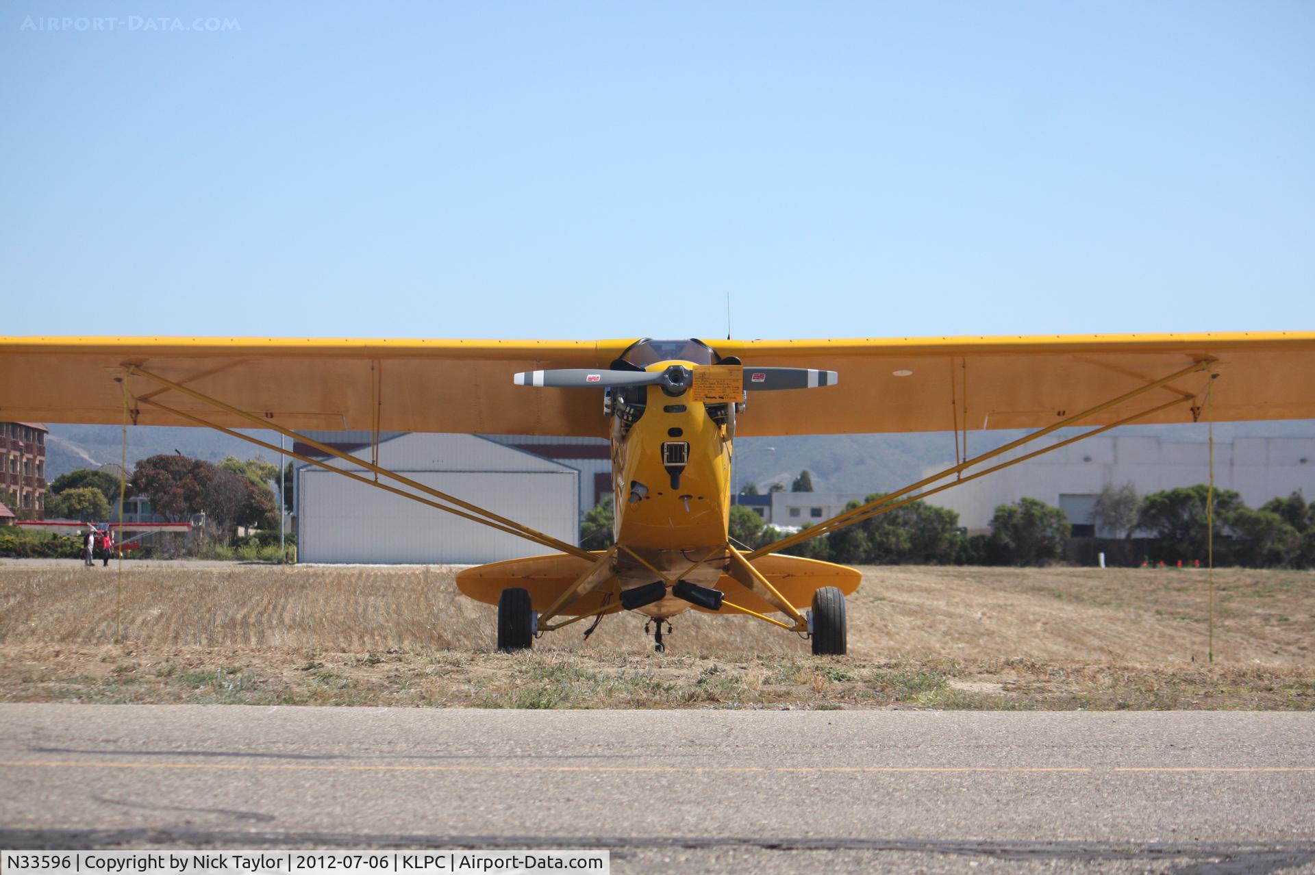 N33596, 1945 Piper J3C-65 Cub C/N 14073, Lompoc Piper Cub fly in 2012