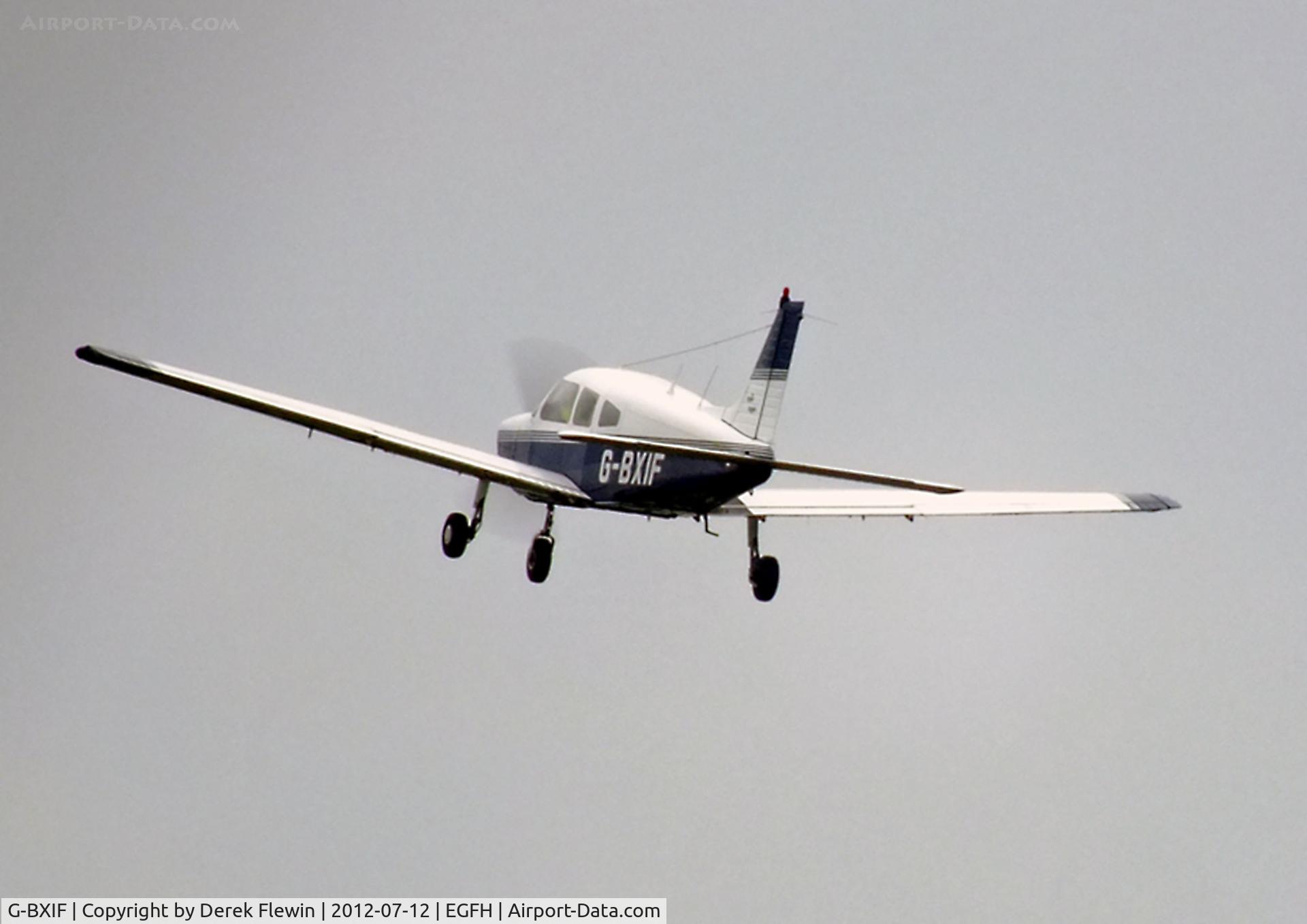 G-BXIF, 1976 Piper PA-28-181 Cherokee Archer II C/N 28-7690404, Climbing out from EGFH en route to EGFF.