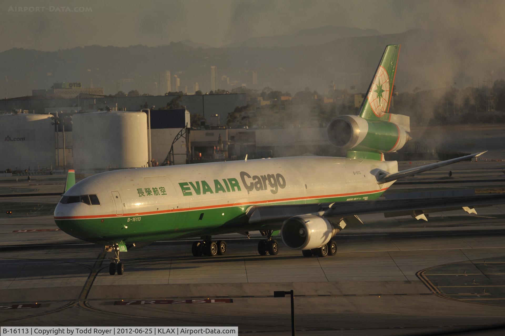 B-16113, 1999 McDonnell Douglas MD-11F C/N 48790, Taxiing to parking after arriving at LAX on 25L
