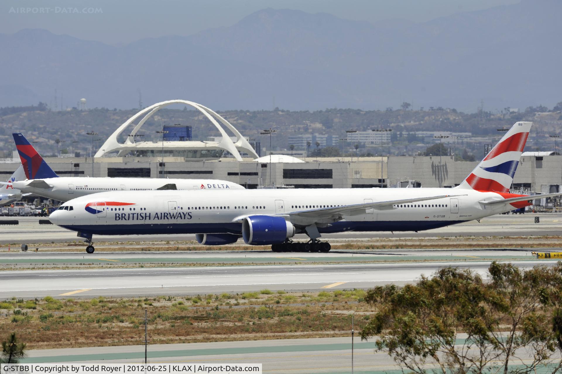 G-STBB, 2010 Boeing 777-36N/ER C/N 38286, Taxiing to gate after arriving at LAX on 25L