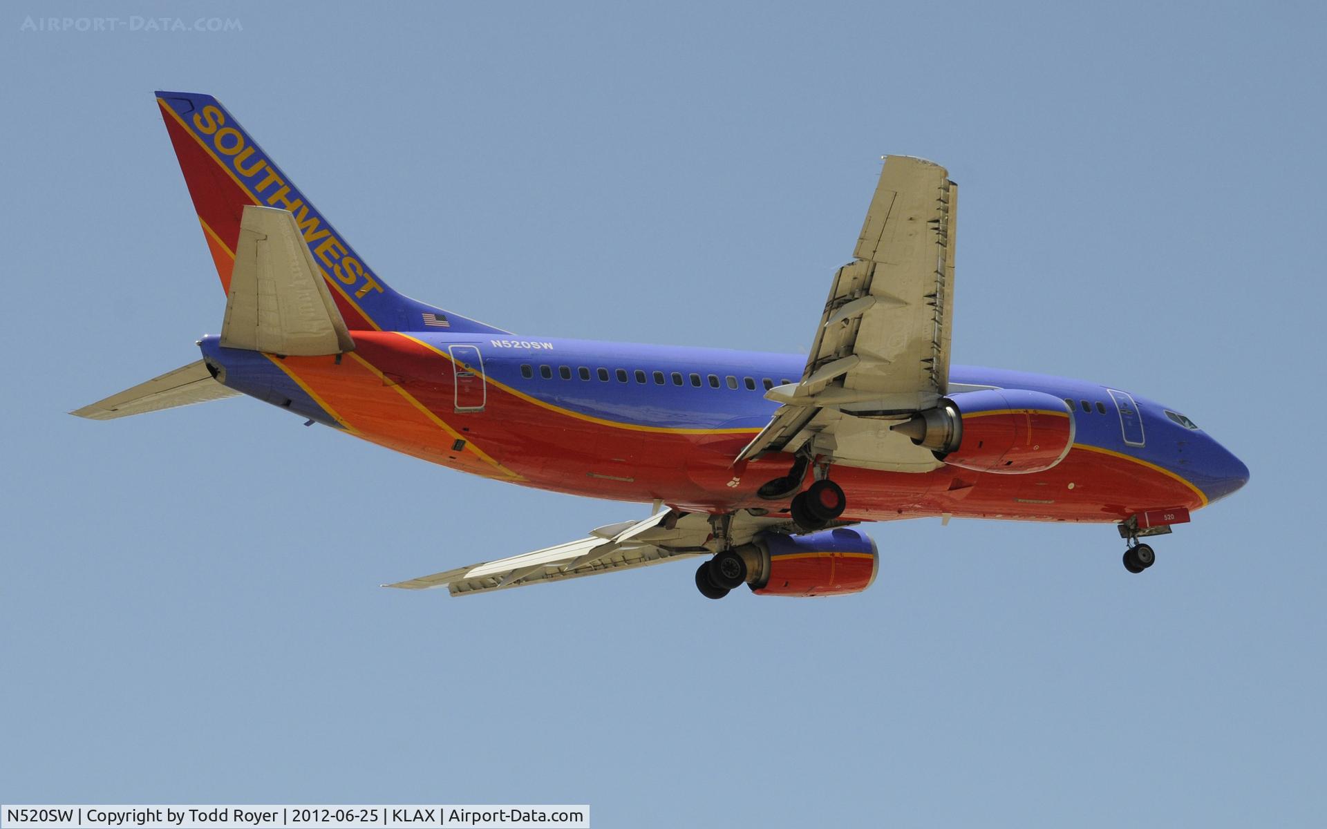 N520SW, 1991 Boeing 737-5H4 C/N 25319, Arriving at LAX on 24R