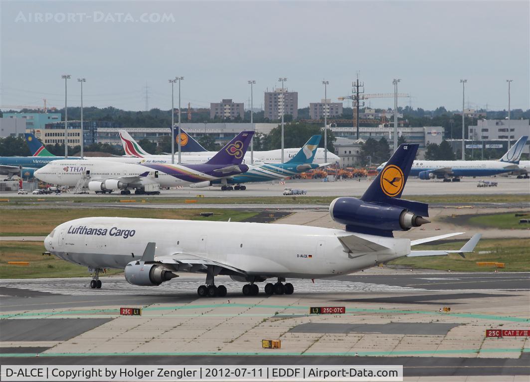 D-ALCE, 1998 McDonnell Douglas MD-11F C/N 48785, One of these big and loud cargo bulls of Lufthansa is ready for take-off....
