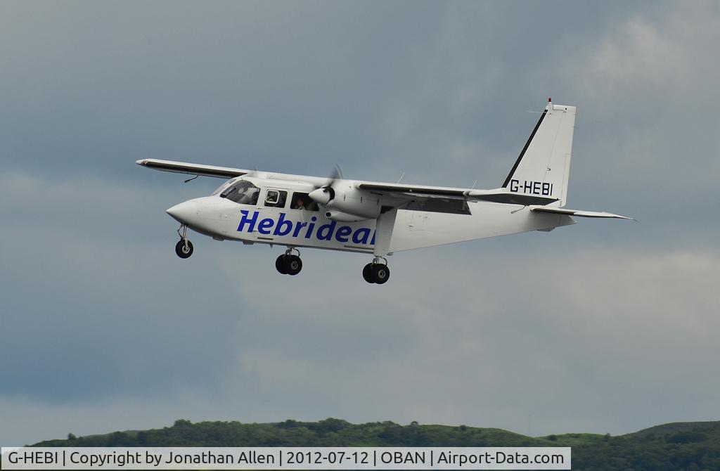 G-HEBI, 1991 Pilatus Britten-Norman BN-2B-20 Islander C/N 2240, Approaching Oban (Connel) airport with the 16.45 service from Colonsay.