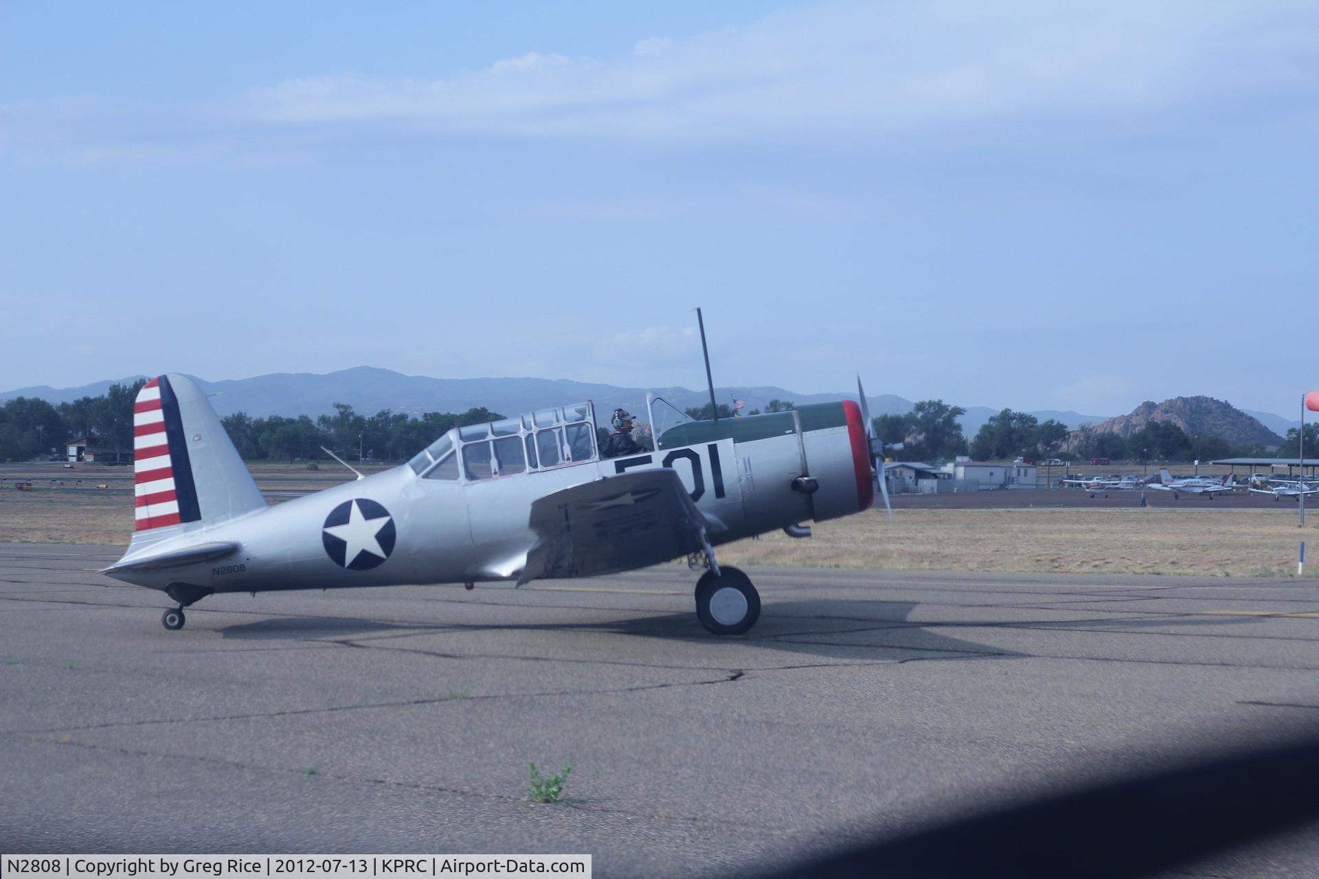 N2808, 1942 Vultee BT-13A Valiant C/N 6488, Departing Prescott Airport (KPRC) ahead of our departure to Flagstaff(KFLG)