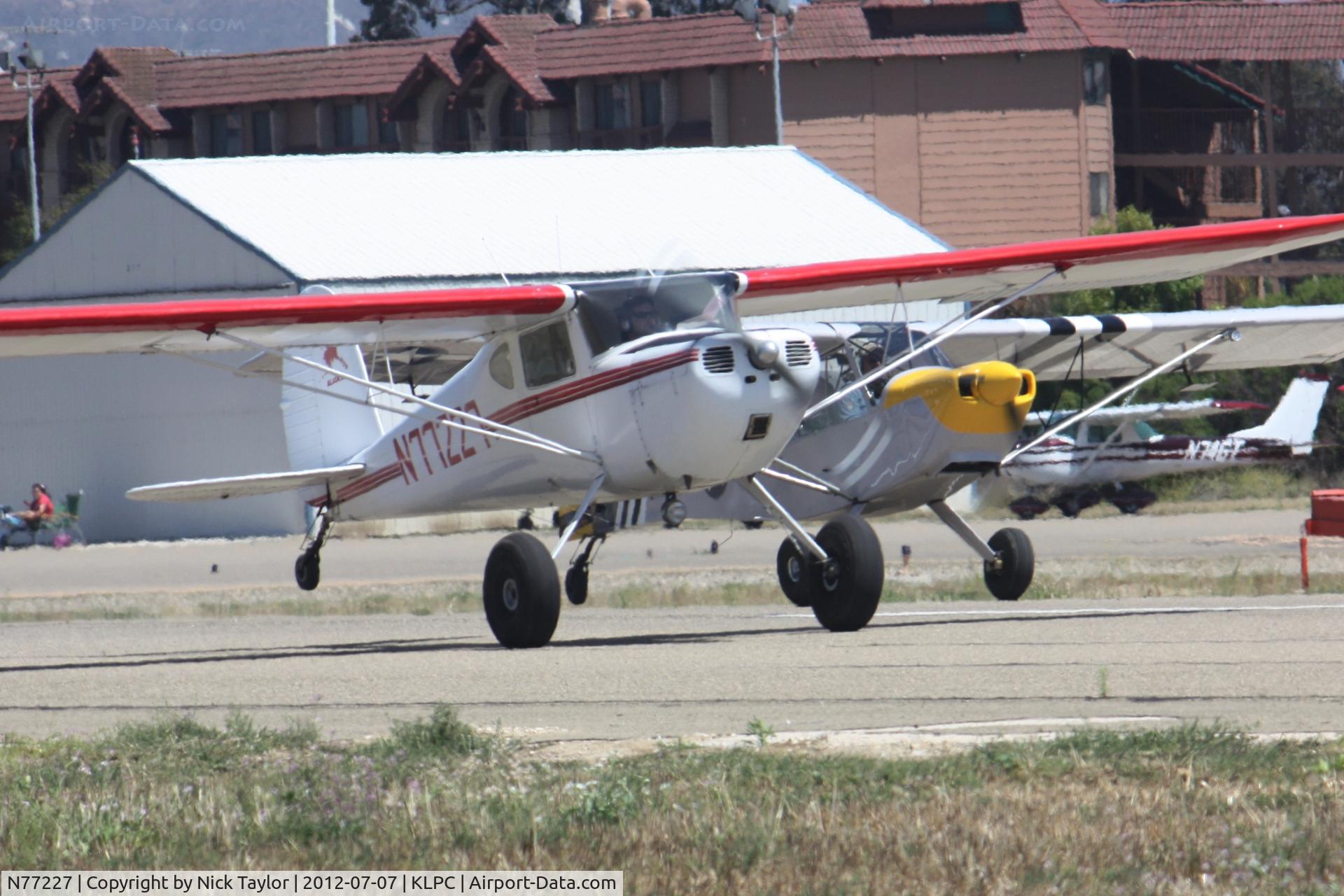 N77227, 1946 Cessna 140 C/N 11689, Departing with N424AJ