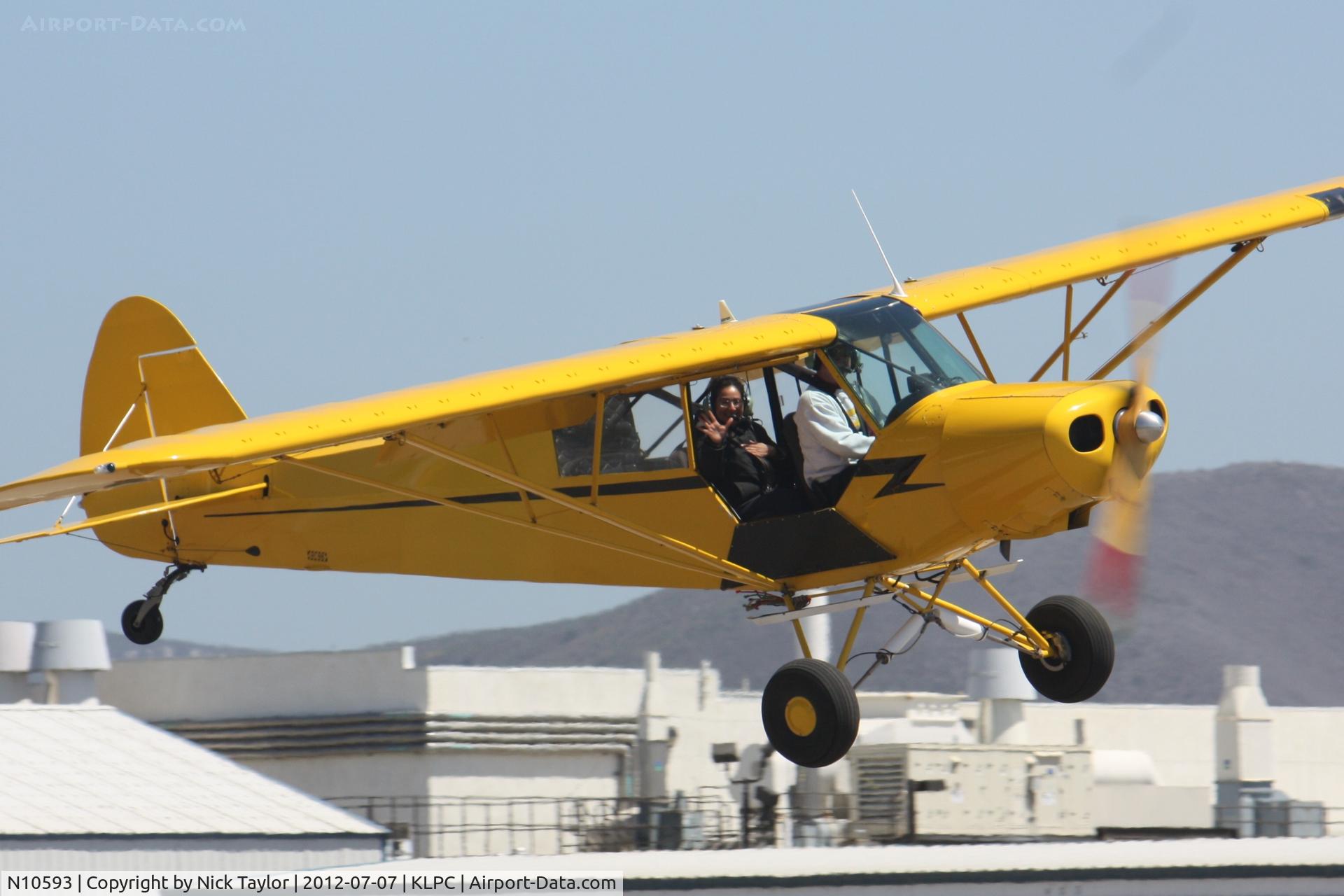N10593, 1958 Piper L-21A C/N 18-893, Lompoc Piper Cub fly in 2012