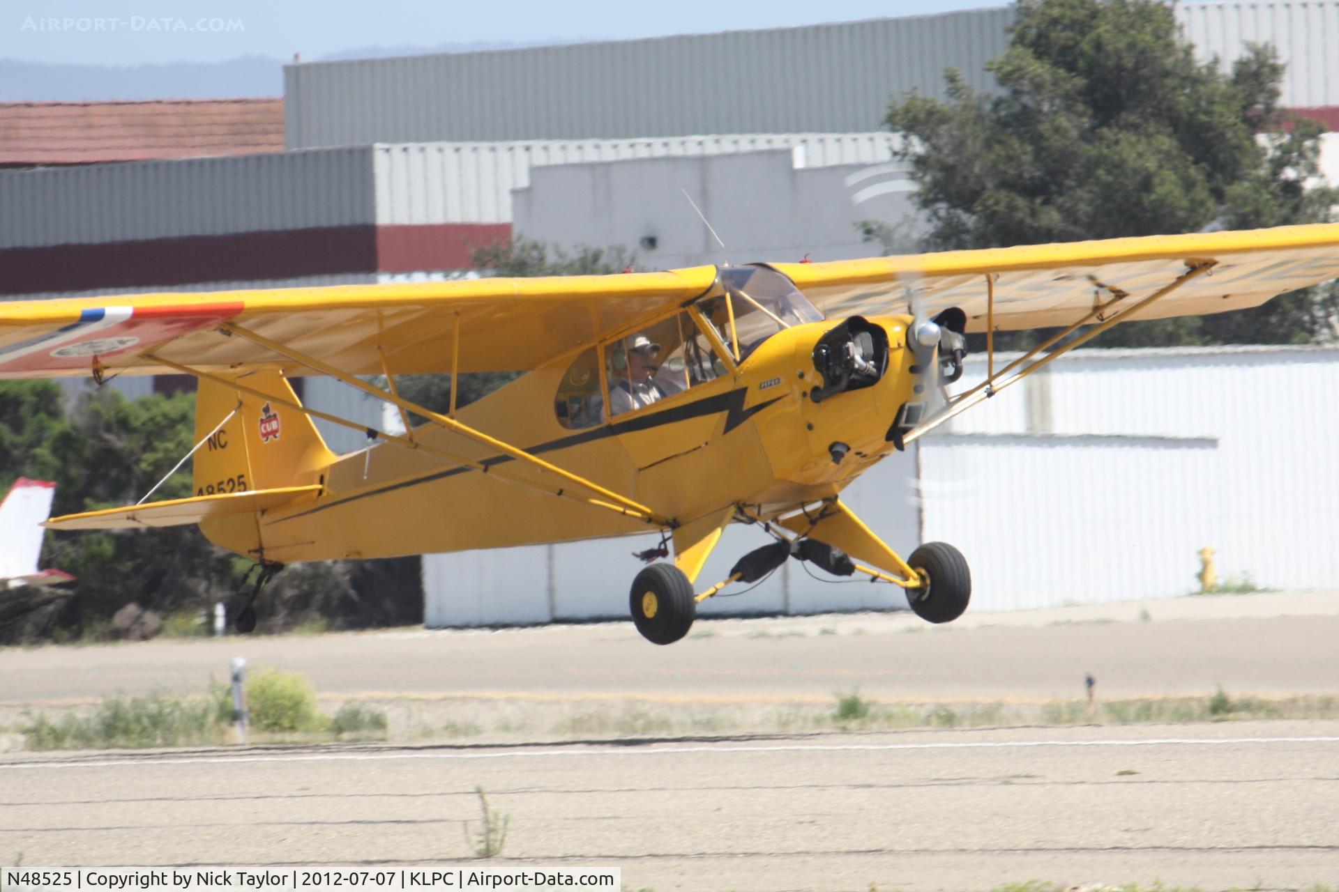 N48525, 1942 Piper J3C-65 Cub Cub C/N 9441, Lompoc Piper Cub fly in 2012