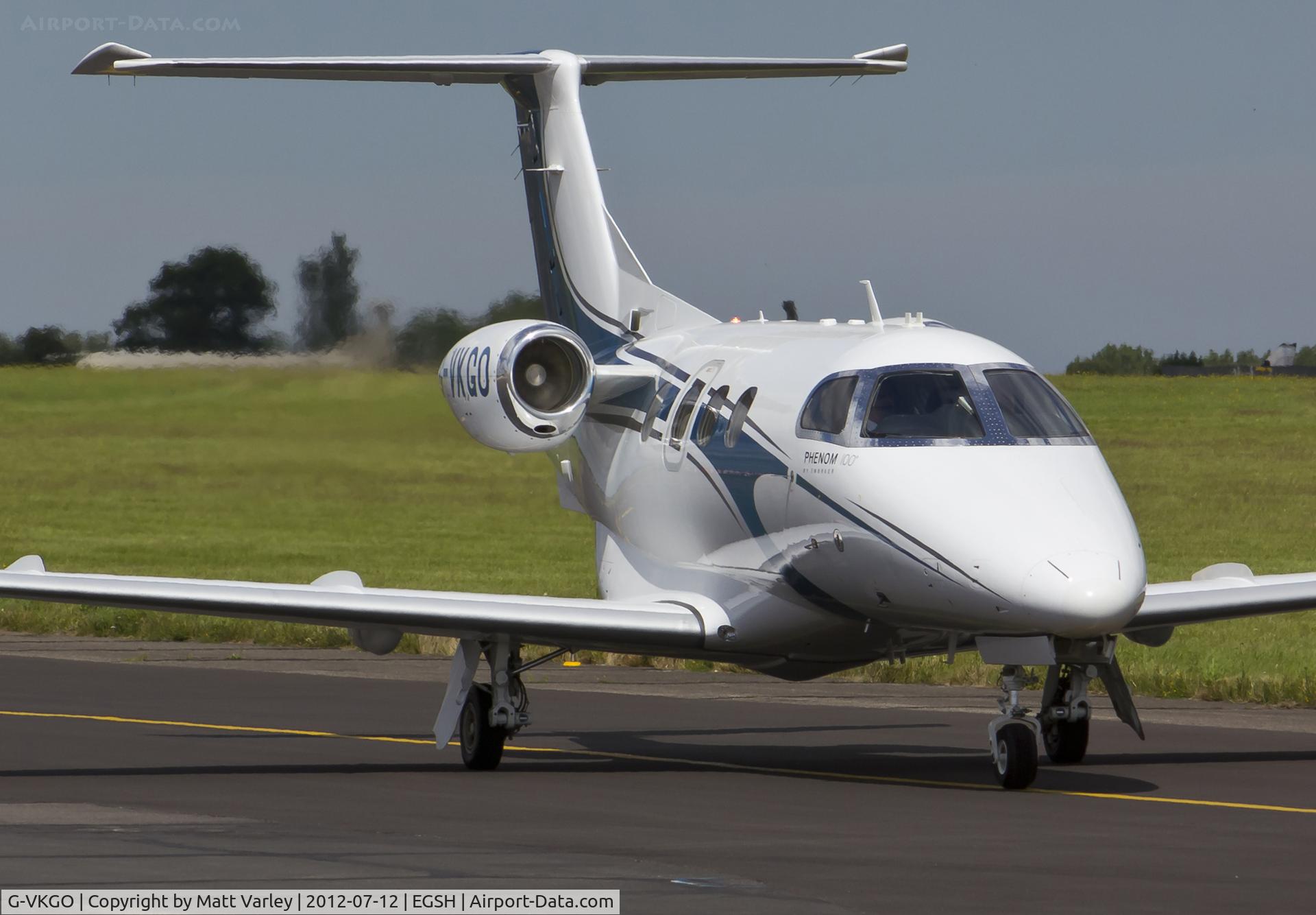 G-VKGO, 2010 Embraer EMB-500 Phenom 100 C/N 50000145, Departing SaxonAir.