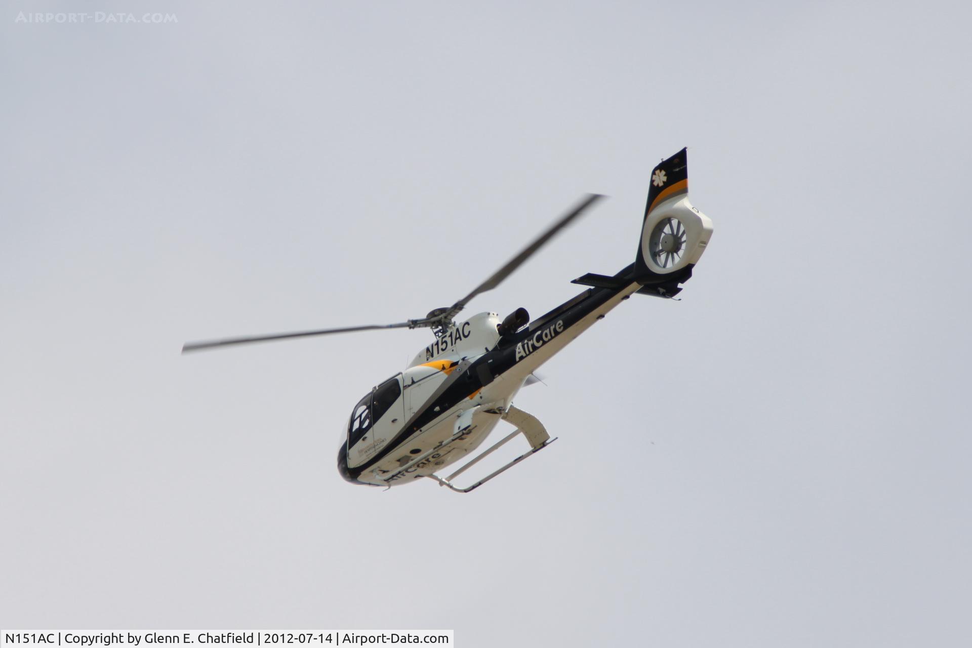 N151AC, 2003 Eurocopter EC-130B-4 (AS-350B-4) C/N 3732, Circling to land for display in North Liberty, IA.