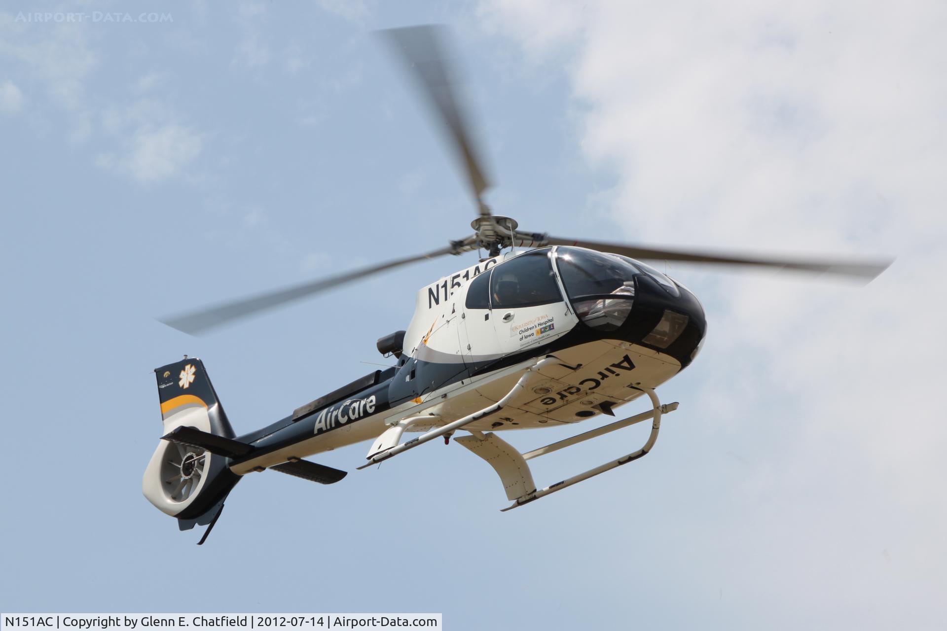 N151AC, 2003 Eurocopter EC-130B-4 (AS-350B-4) C/N 3732, Circling to land in North Liberty for display.