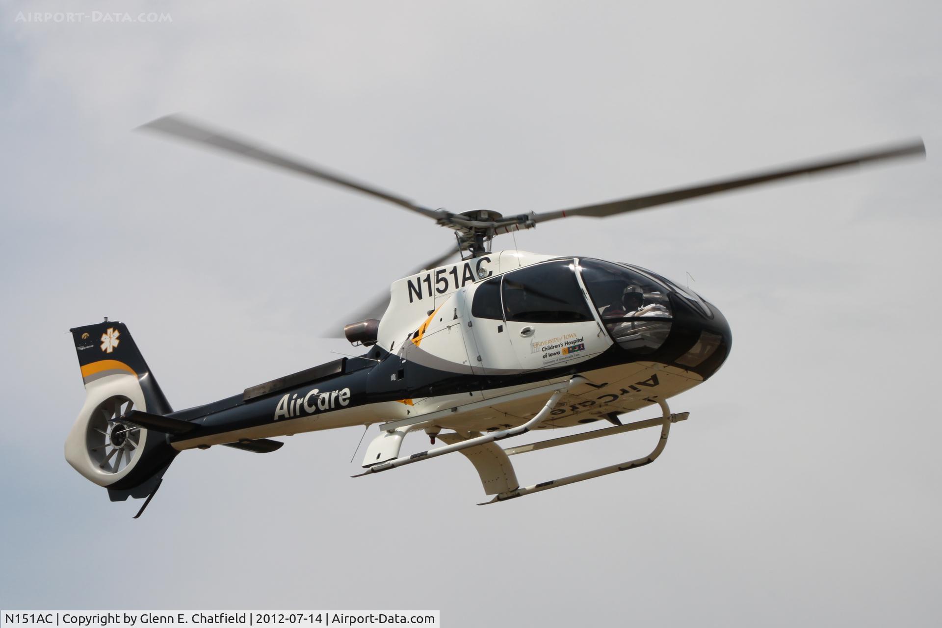 N151AC, 2003 Eurocopter EC-130B-4 (AS-350B-4) C/N 3732, Circling to land in North Liberty for display.