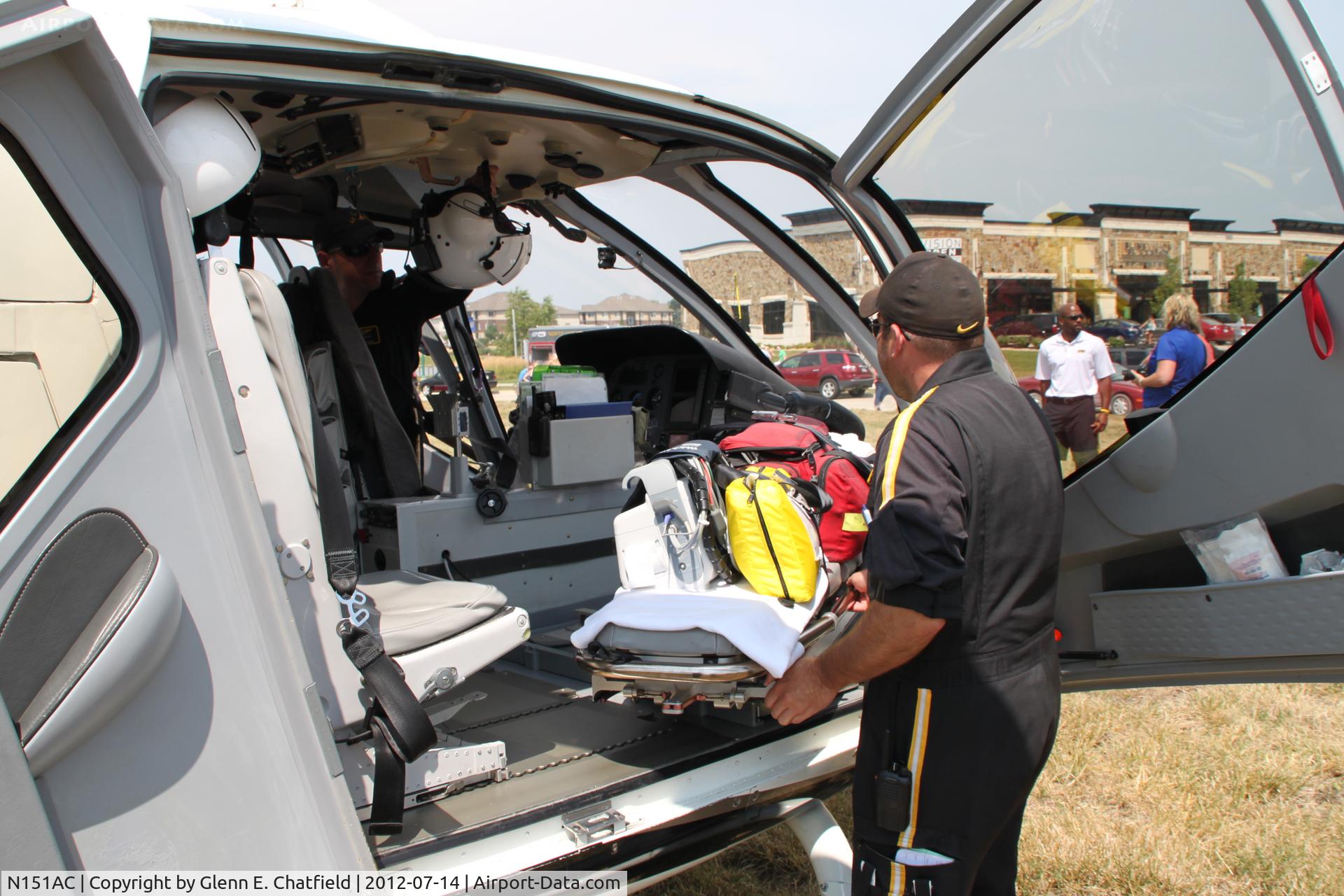 N151AC, 2003 Eurocopter EC-130B-4 (AS-350B-4) C/N 3732, Displaying the stretcher.  It 