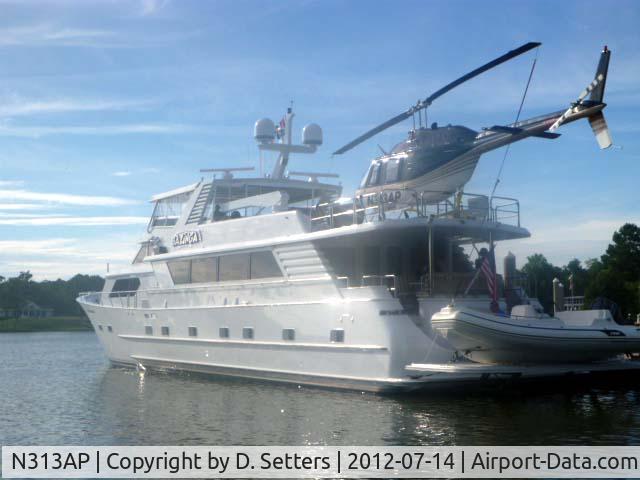 N313AP, 1981 Bell 206B JetRanger C/N 3471, Aircraft seen on yacht at Tides Inn on Carter's Creek, Irvington, Va. Yacht markings were 