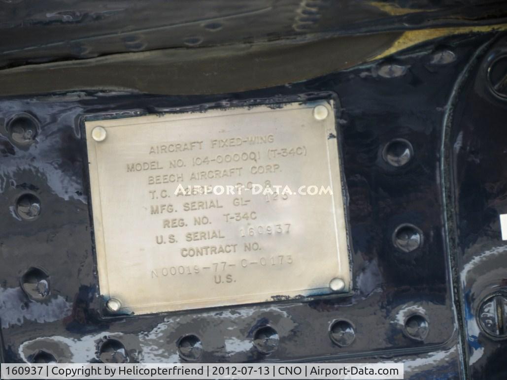 160937, Beech T-34C Turbo Mentor C/N GL-123, Manufacturing plate