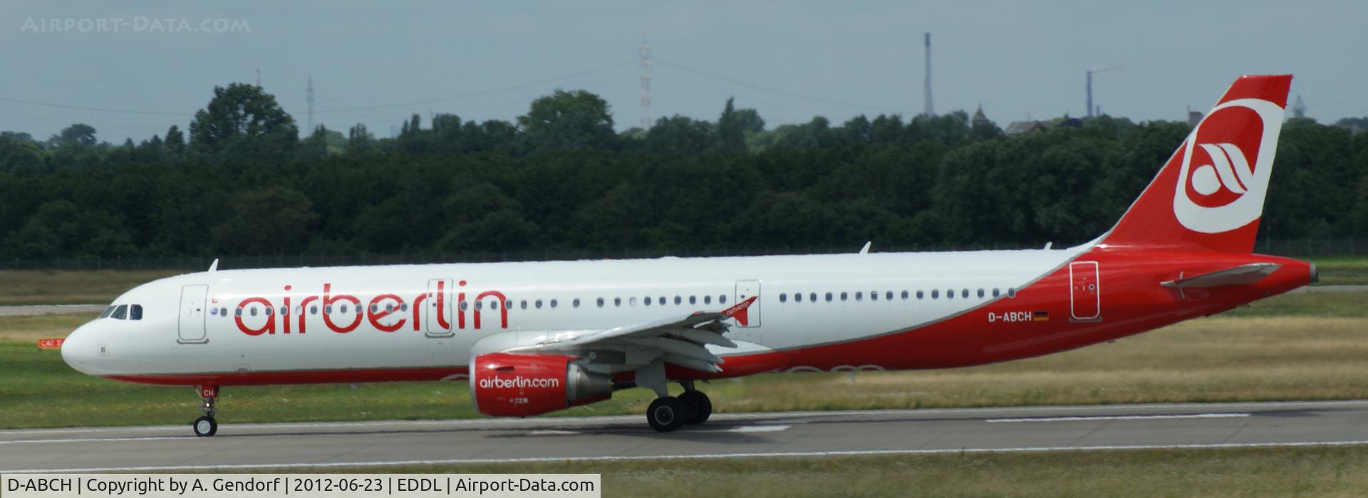 D-ABCH, 2011 Airbus A321-211 C/N 4728, Air Berlin, is speeding up on Rwy 23L at Düsseldorf Int´l (EDDL)