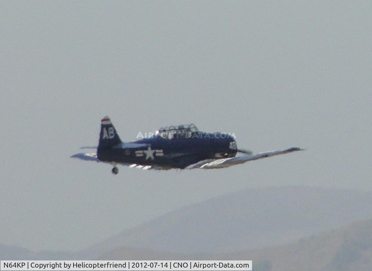 N64KP, 1943 North American AT-6D C/N 84936, Settling in for a flight to El Toro