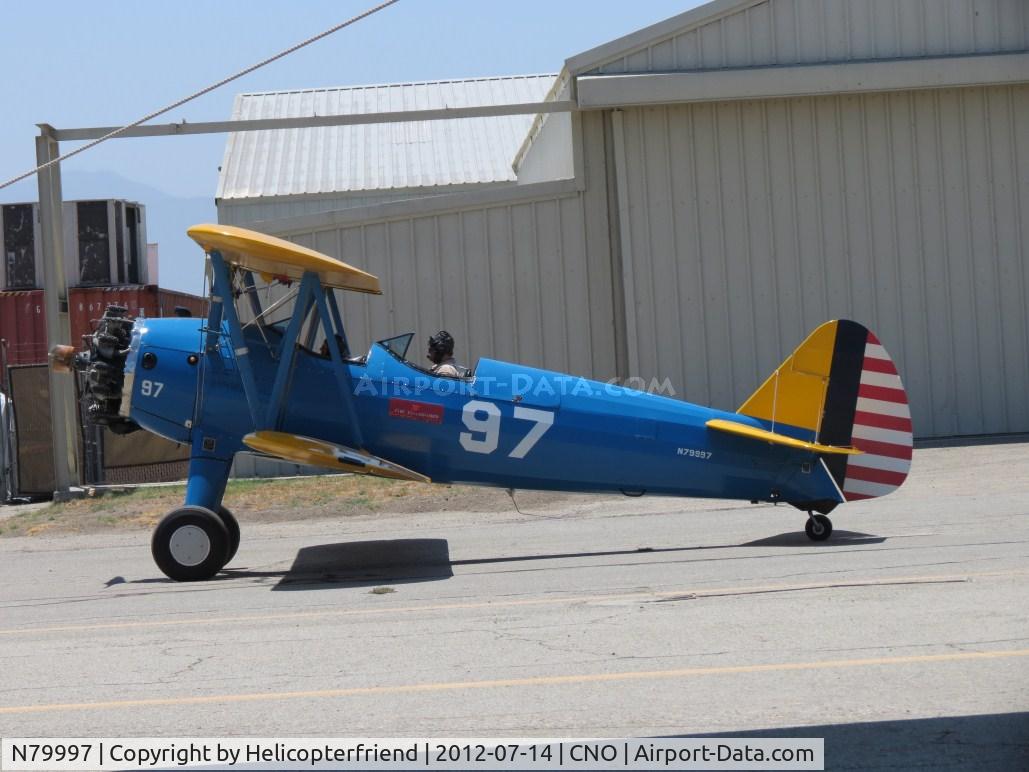 N79997, 1942 Boeing PT-17 Kaydet (A75N1) C/N 75-4266, Stopped and appears to be preflighting
