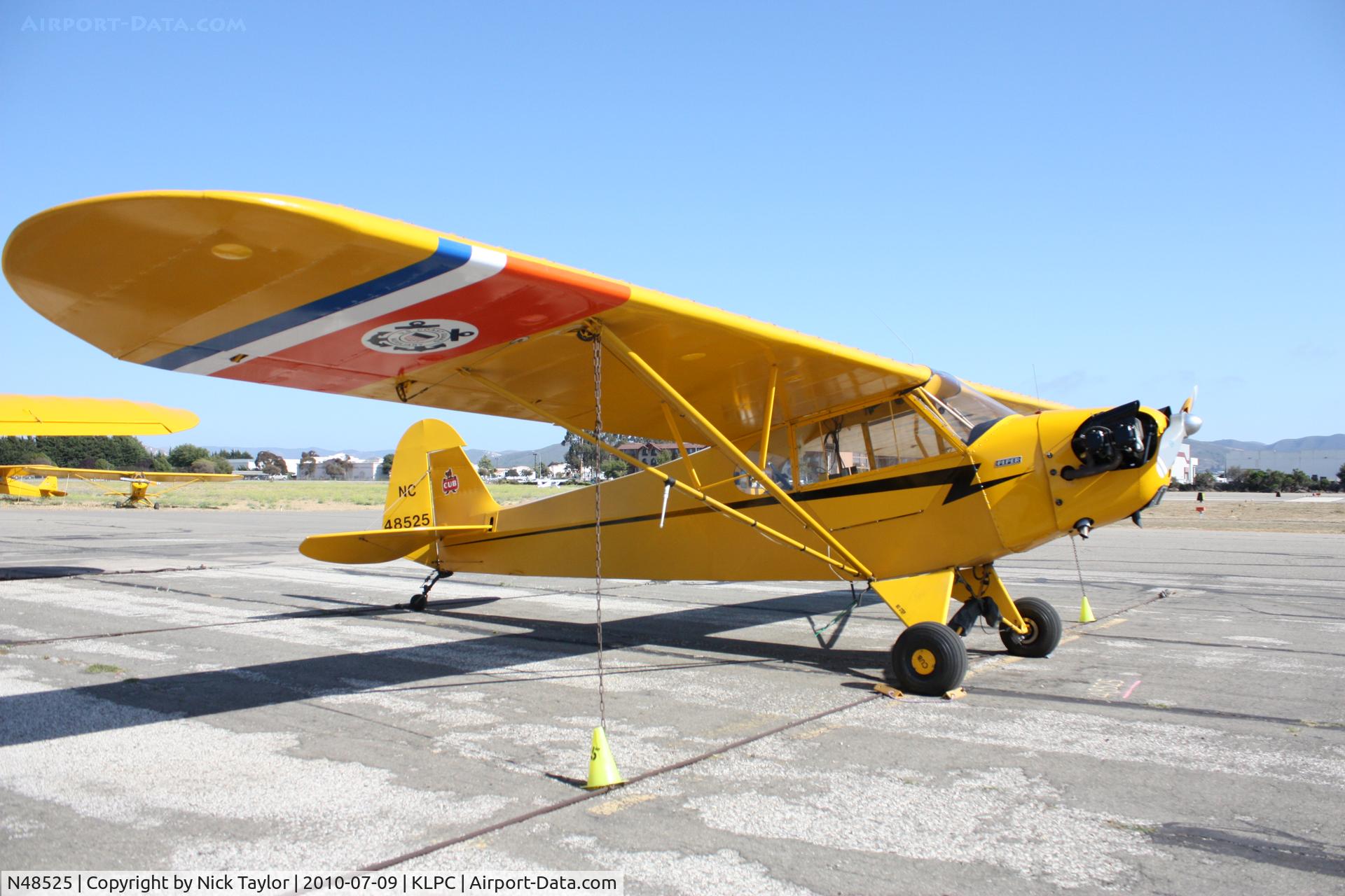 N48525, 1942 Piper J3C-65 Cub Cub C/N 9441, Lompoc Piper Cub fly in 2010