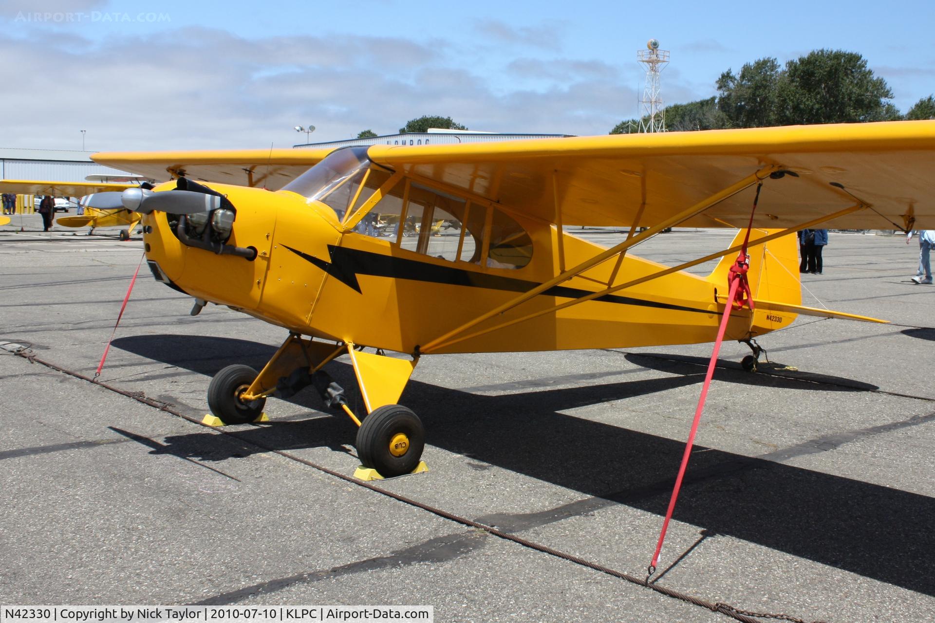 N42330, 1941 Piper J3C-65 Cub Cub C/N 14580, Lompoc Piper Cub fly in 2010