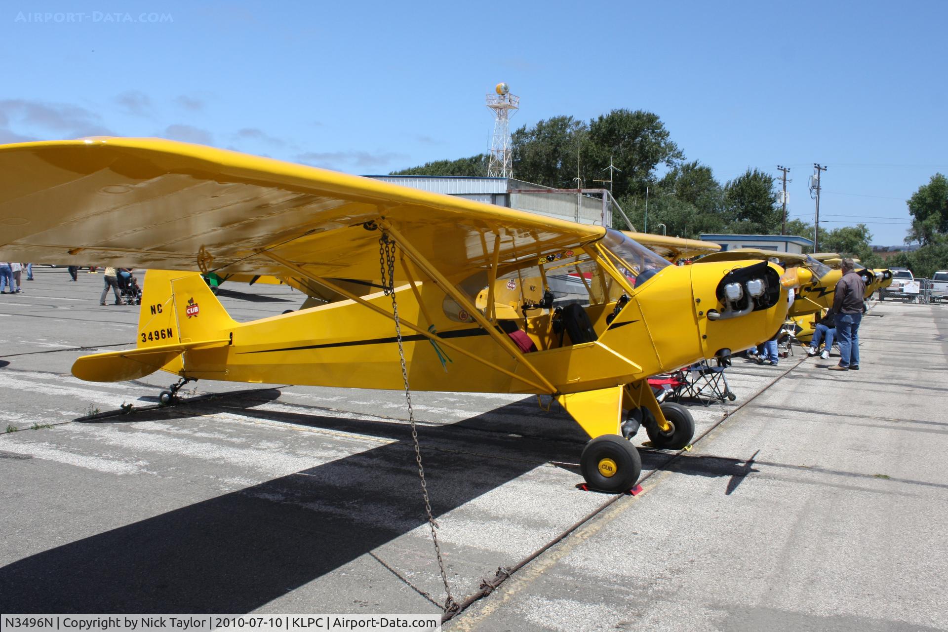 N3496N, 1947 Piper J3C-65 Cub Cub C/N 22723, Lompoc Piper Cub fly in 2010