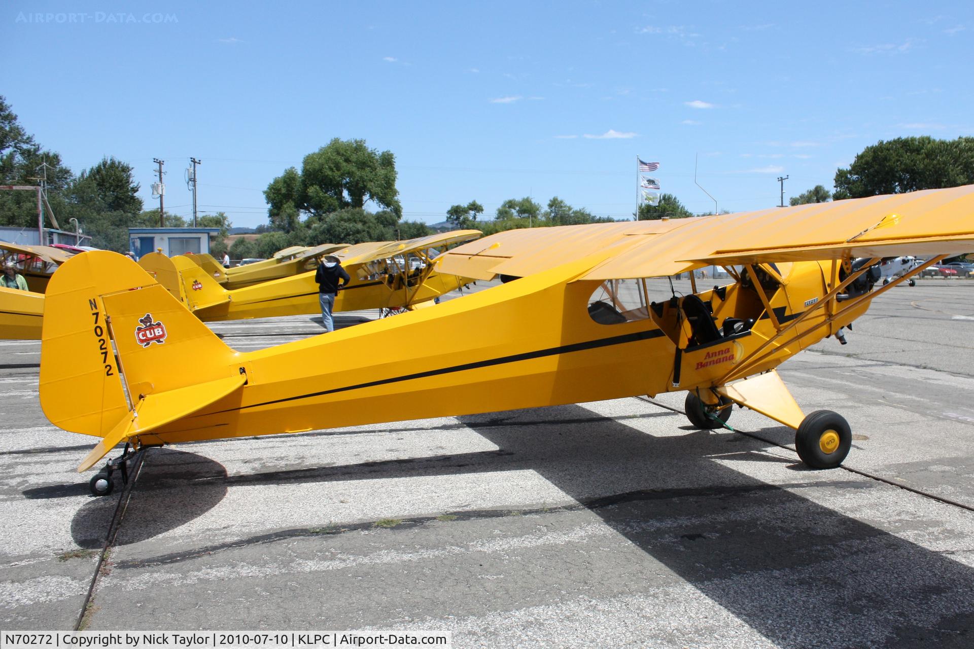 N70272, 1946 Piper J3C-65S Cub C/N 17253, Lompoc Piper Cub fly in 2010