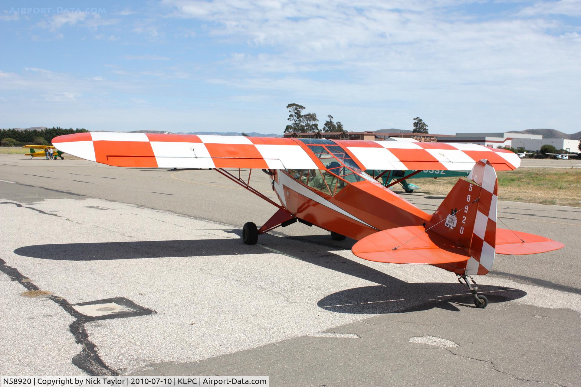 N58920, 1958 Piper J3C-65 Cub Cub C/N 45-55225, Lompoc Piper Cub fly in 2010