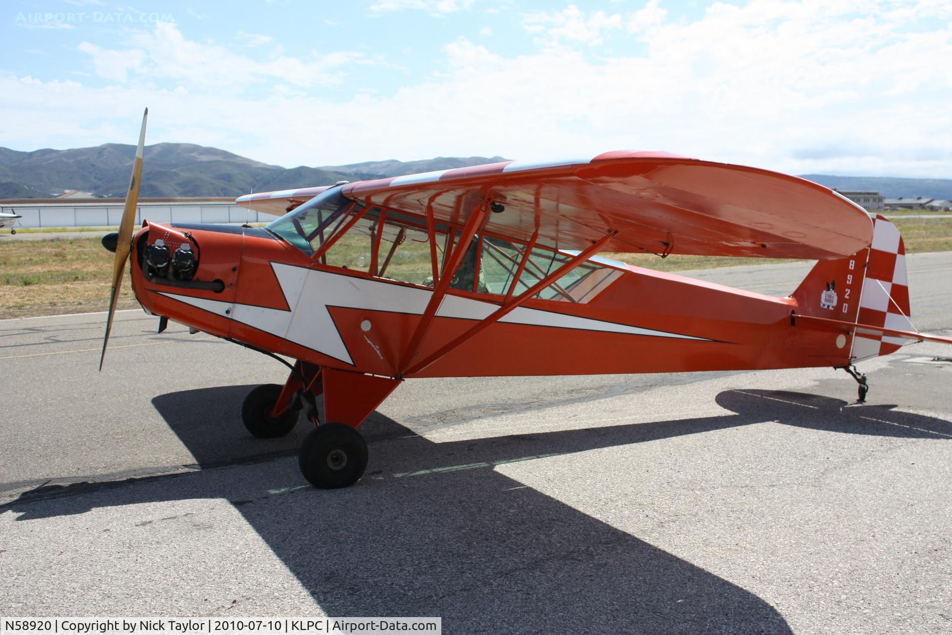 N58920, 1958 Piper J3C-65 Cub Cub C/N 45-55225, Lompoc Piper Cub fly in 2010