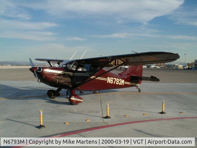 N6793M, 1949 Stinson 108-3 Voyager C/N 108-4793, Stella Stinson at North Las Vegas Airport (VGT) March 2000.