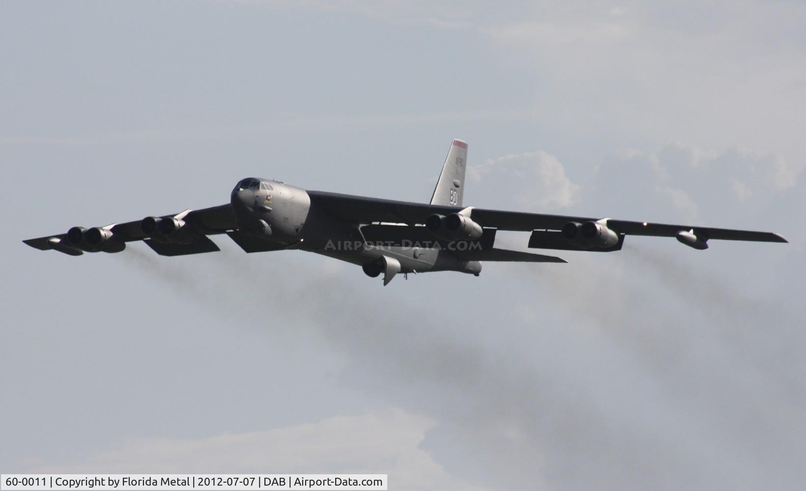60-0011, 1960 Boeing B-52H Stratofortress C/N 464376, for my #40,000 - a B-52H on smokey take off from Daytona Beach for a flyover of the Coke Zero 400 race - dedicated to my fellow Florida Spotters - 727Lover, Mr 305 and Dazed767