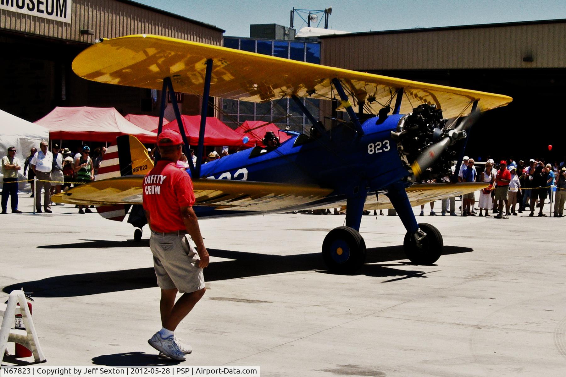 N67823, 1943 Boeing A75N1(PT17) C/N 75-7365, Taxiing for a pleasure flight at Palm Springs Air Museum