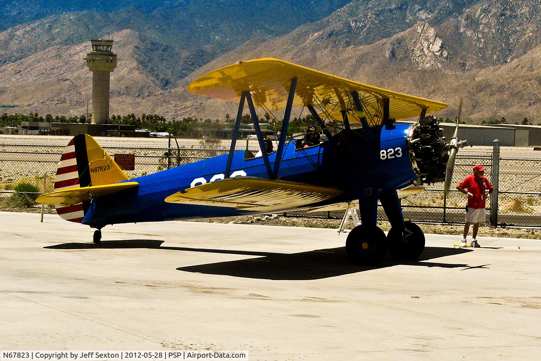 N67823, 1943 Boeing A75N1(PT17) C/N 75-7365, taxiing at Palm Springs Air Museum