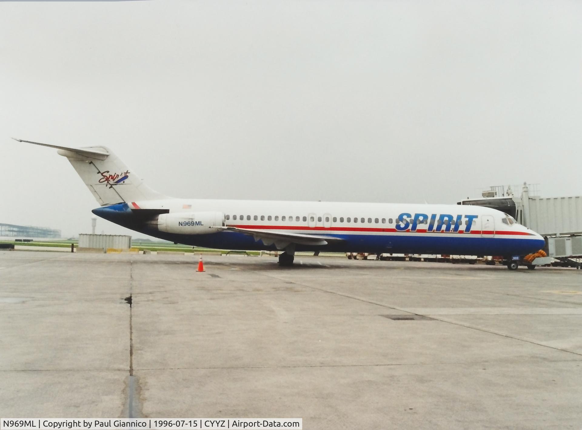 N969ML, 1968 Douglas DC-9-31 C/N 47268, Spirit Airlines operated a few charter flights from Toronto, Canada during the 1990s.