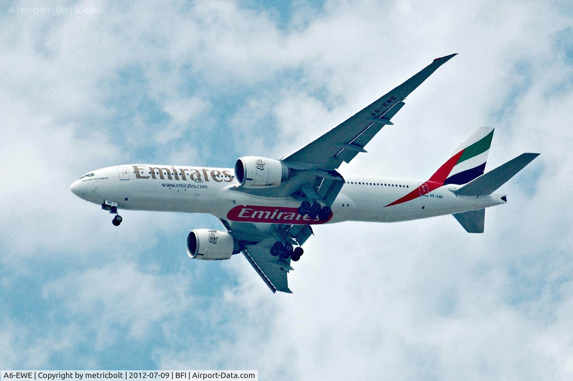 A6-EWE, 2008 Boeing 777-21H/LR C/N 35582, in flight over BFI
