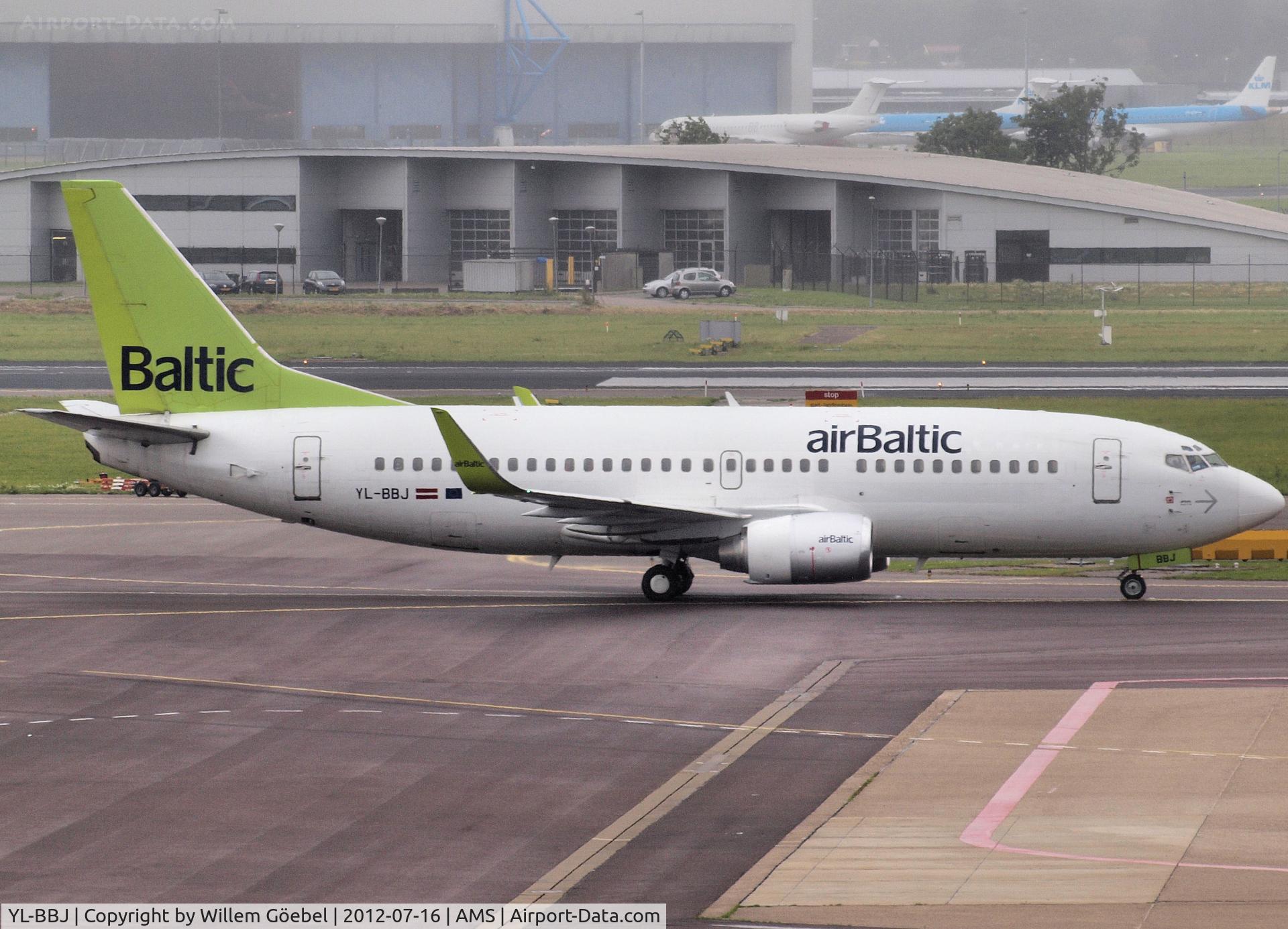 YL-BBJ, 1999 Boeing 737-33Q C/N 30333, Arrival on Schiphol Airport to the gate