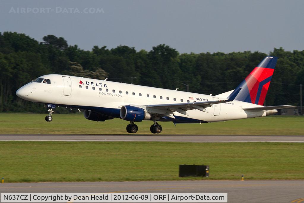 N637CZ, 2008 Embraer 175LR (ERJ-170-200LR) C/N 17000256, Delta Connection (Compass Airlines) N637CZ (FLT CPZ5700) departing RWY 5 en route to Minneapolis/St Paul Int'l (KMSP).