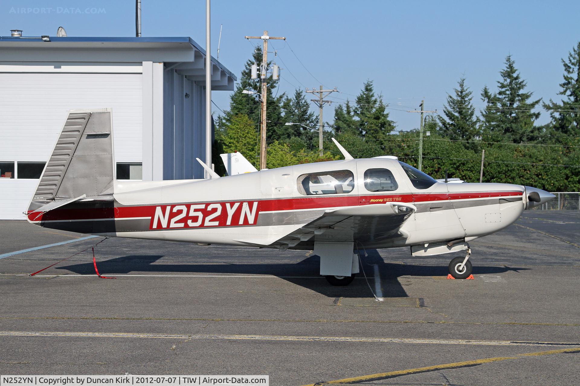 N252YN, 1986 Mooney M20K C/N 25-1084, Evening photo at Tacoma-Narrows. Good news!  The restaurant has re-opened!