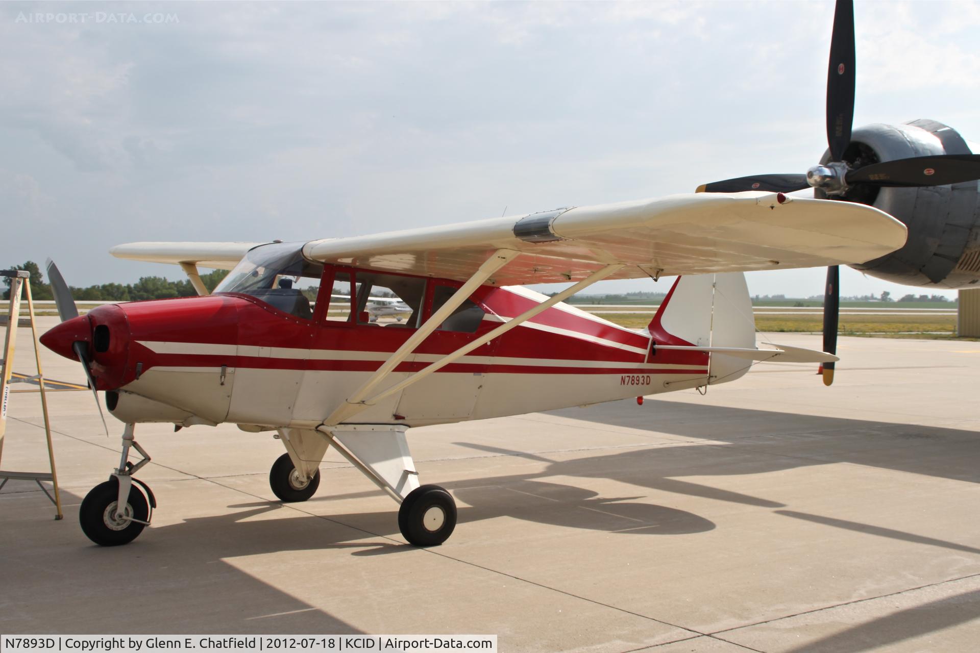 N7893D, 1957 Piper PA-22-150 C/N 22-5516, Parked by B-29 