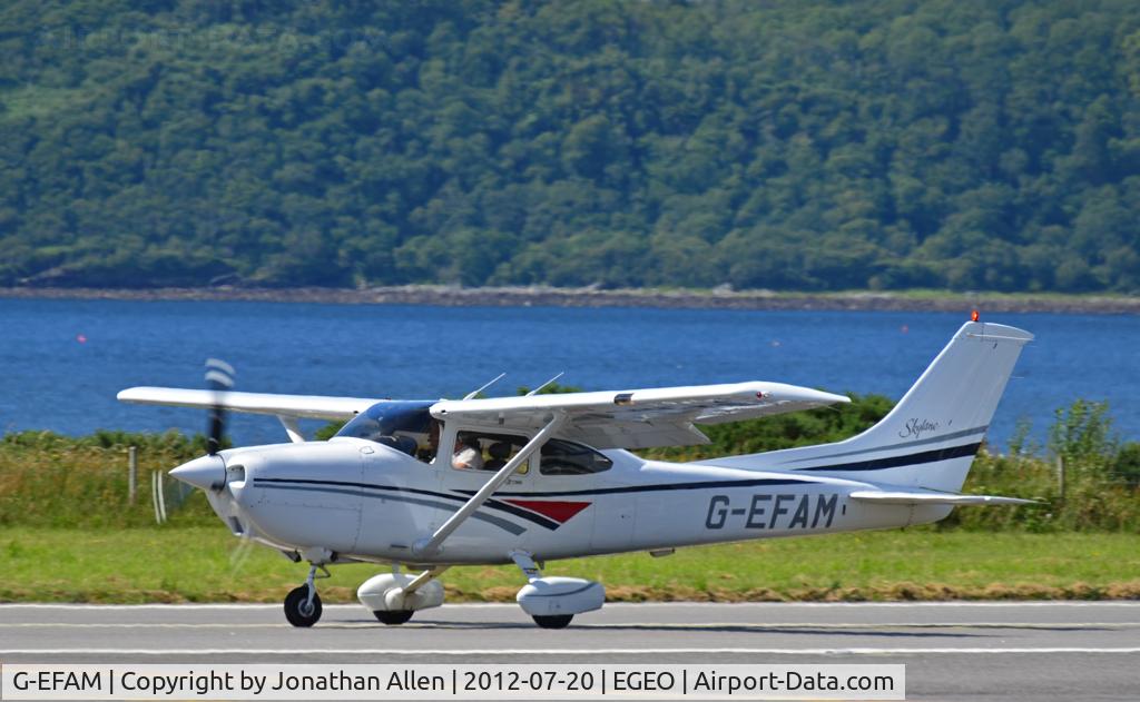G-EFAM, 1999 Cessna 182S Skylane C/N 18280442, Departing from Oban (Connel) airport.