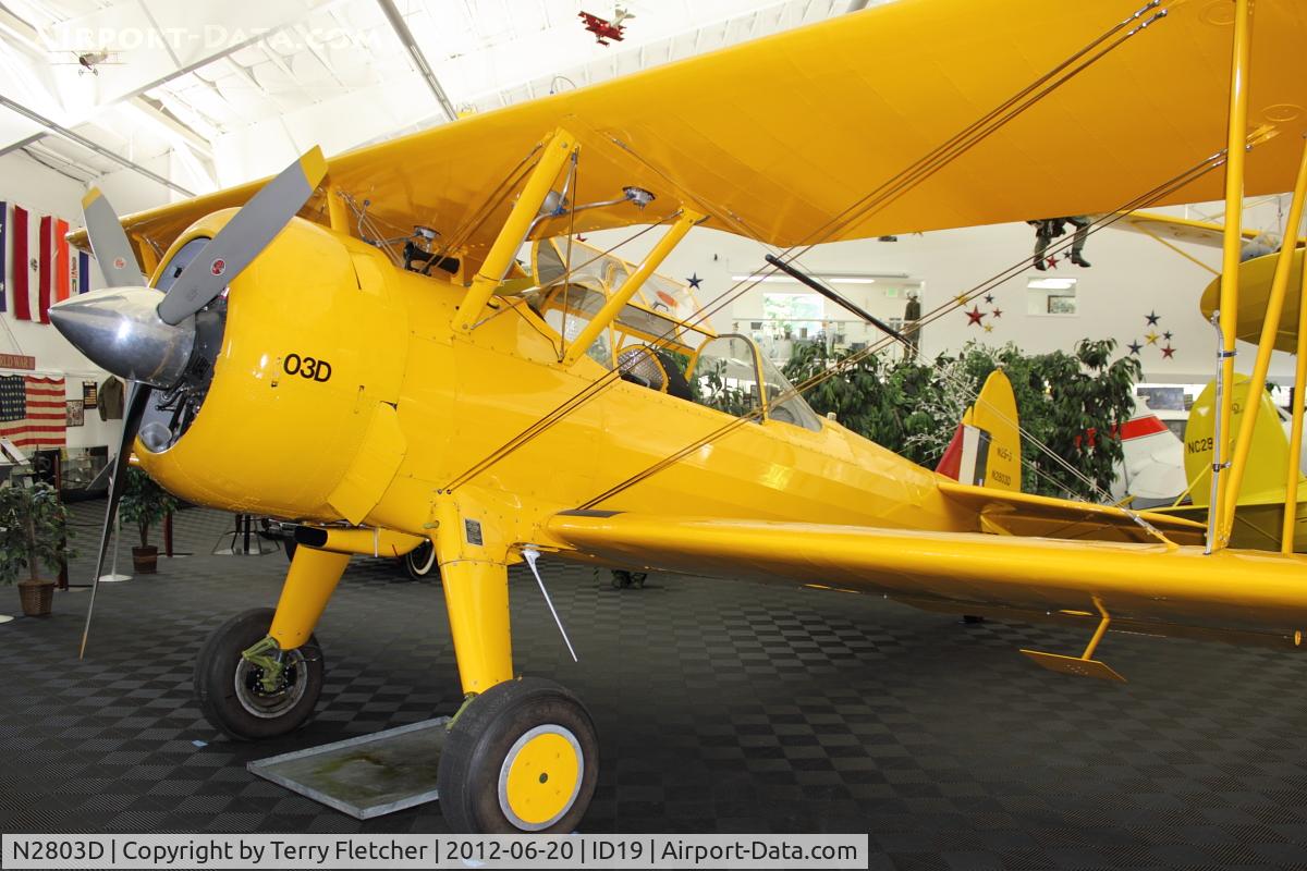N2803D, 1941 Boeing B75N1 C/N 75-6822, On display at Bird Aviation Museum and Invention Center, near Sagle , Idaho