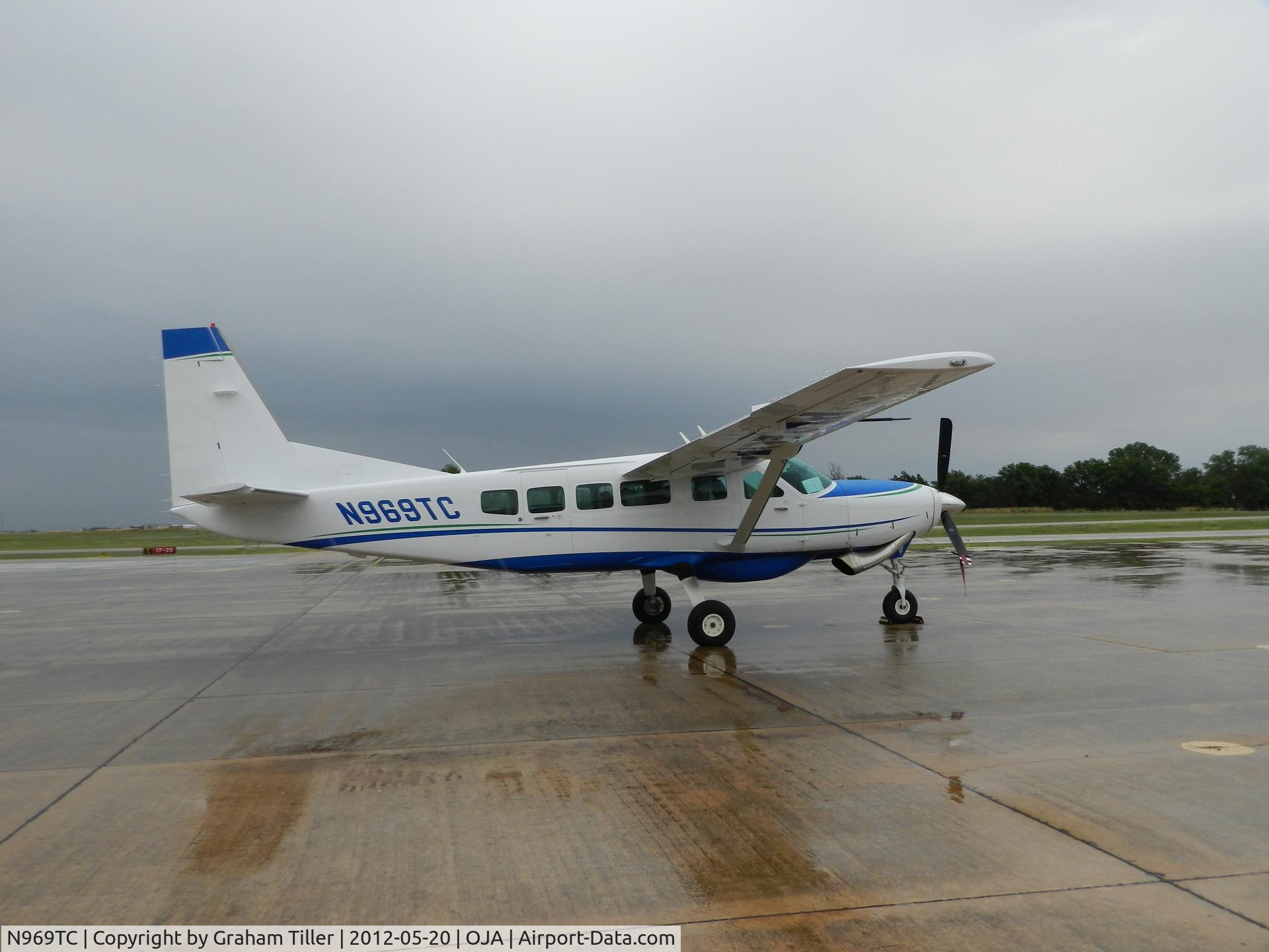 N969TC, Cessna 208 Caravan I C/N 20800532, at Weatherford, OK on a very wet Sunday in May 2012
