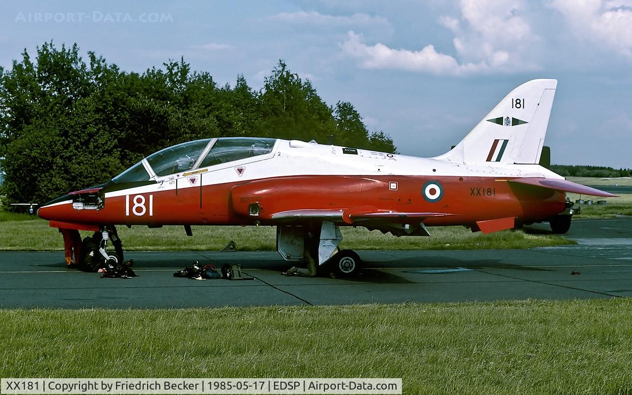 XX181, 1977 Hawker Siddeley Hawk T.1 C/N 028/312028, transient at Fliegerhorst Pferdsfeld