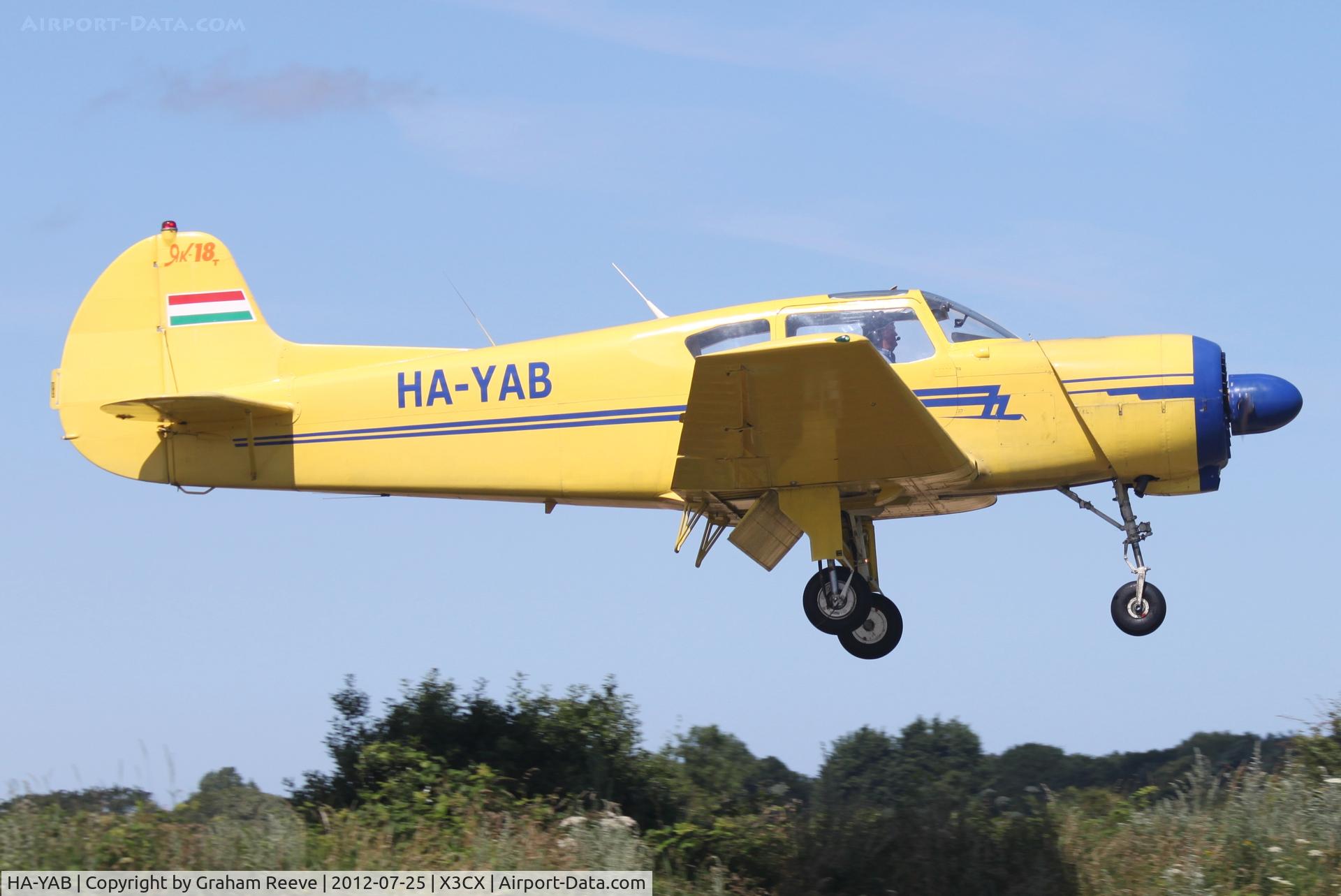 HA-YAB, 1999 Yakovlev Yak-18T C/N 12-35, About to touch down.
