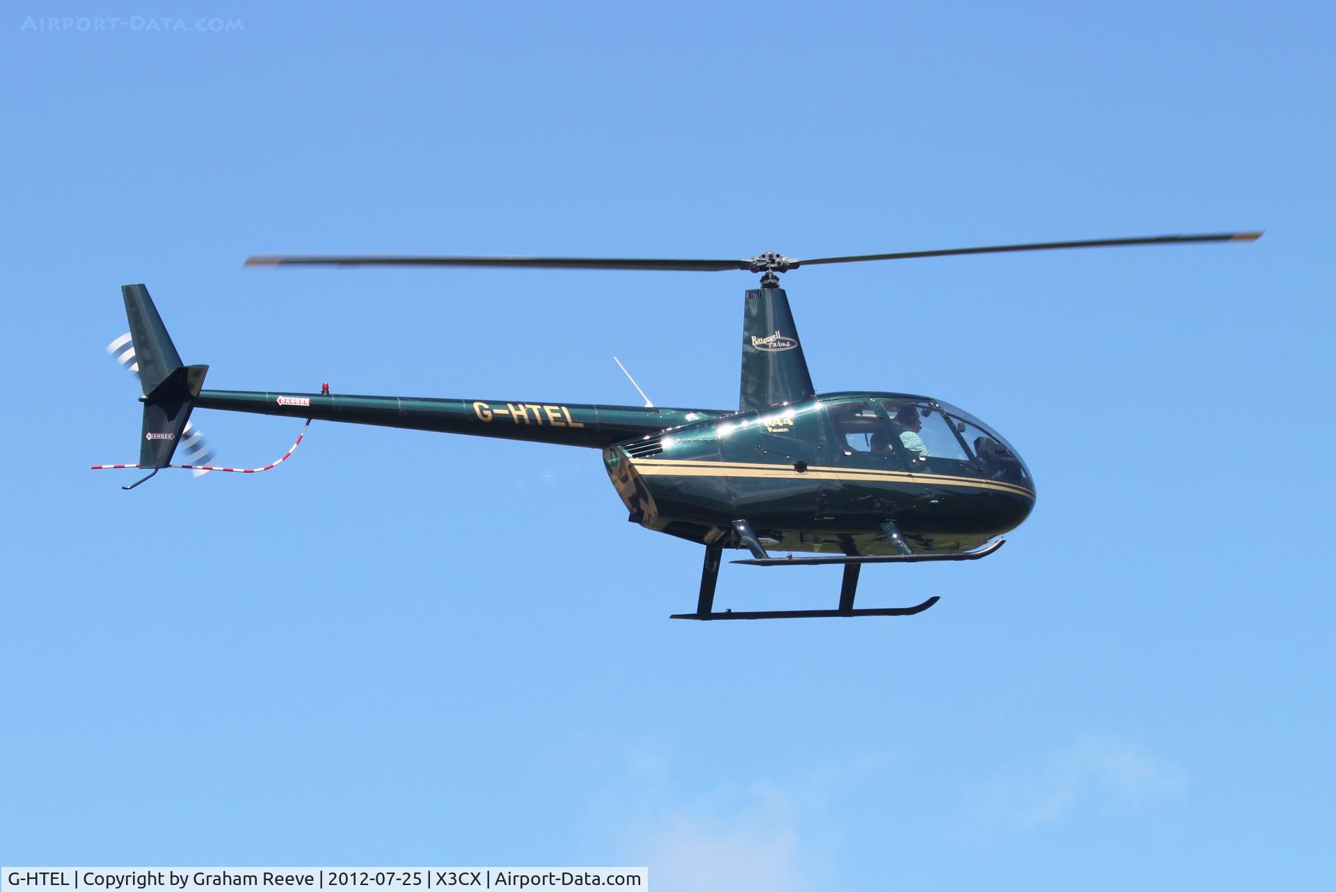 G-HTEL, 2002 Robinson R44 Raven C/N 1155, Over head at Northrepps.
