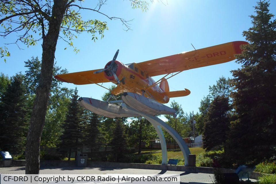 CF-DRD, 1943 Noorduyn UC-64A Norseman C/N 831, CF-DRD is now mounted on a pylon overlooking Howey Bay in Red Lake, Ontario.