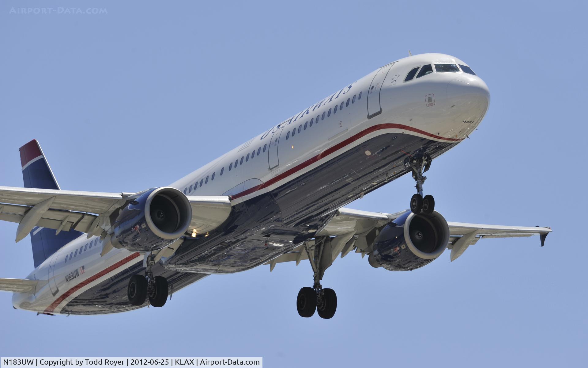 N183UW, 2001 Airbus A321-211 C/N 1539, Arriving at LAX on 24R