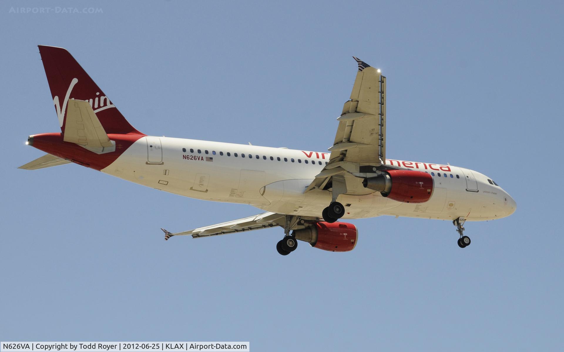 N626VA, 2006 Airbus A320-214 C/N 2830, Arriving at LAX on 24R