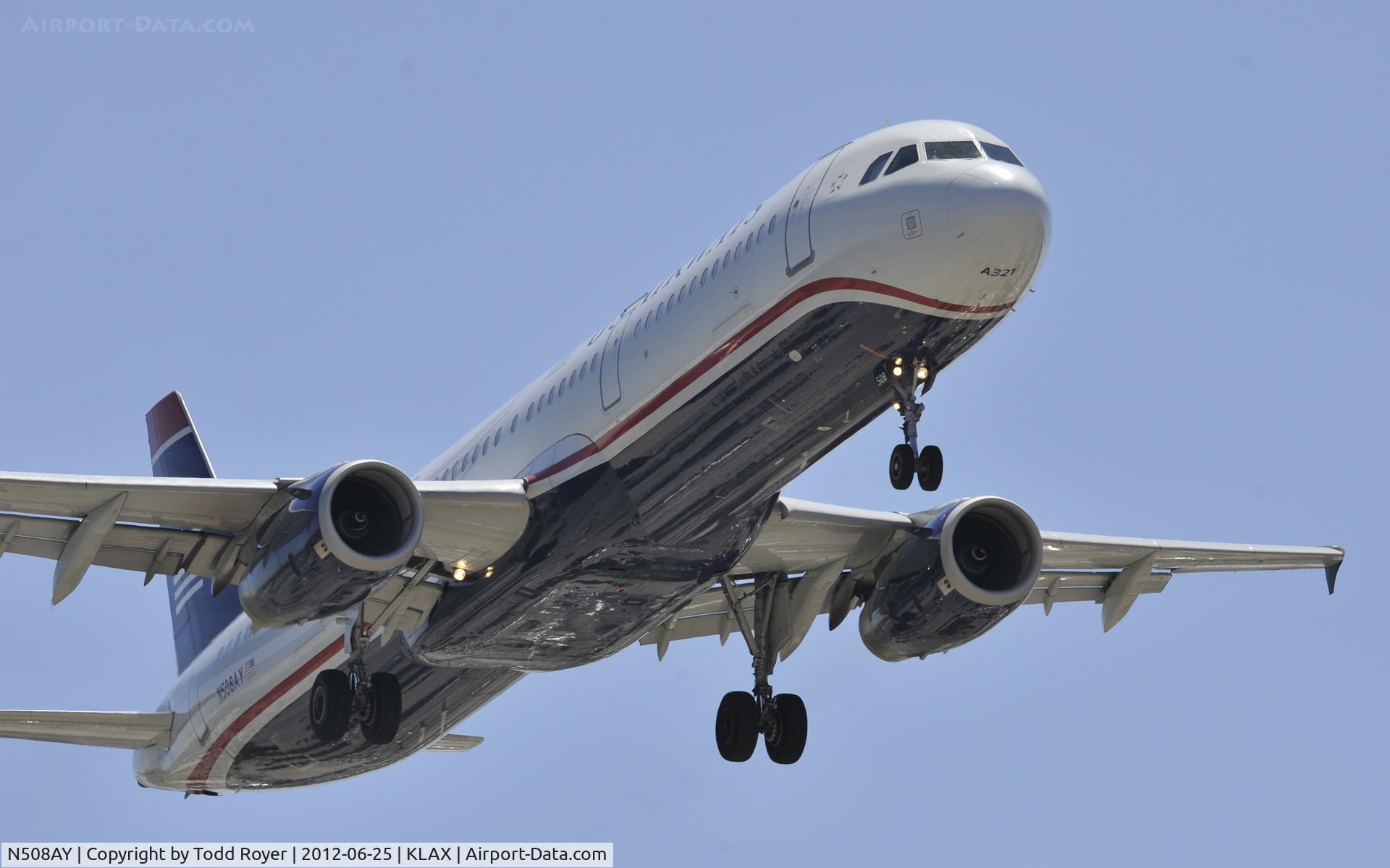 N508AY, 2008 Airbus A321-231 C/N 3740, Arriving at LAX on 24R