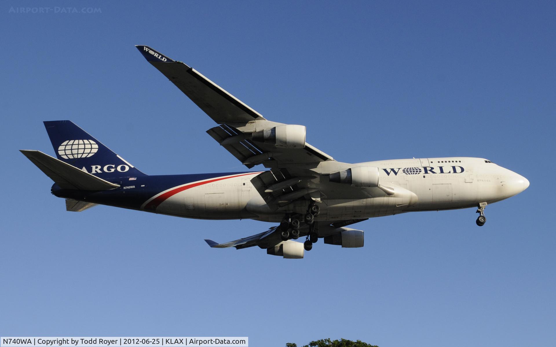 N740WA, 1993 Boeing 747-4H6 C/N 25700, Arriving at LAX on 24R