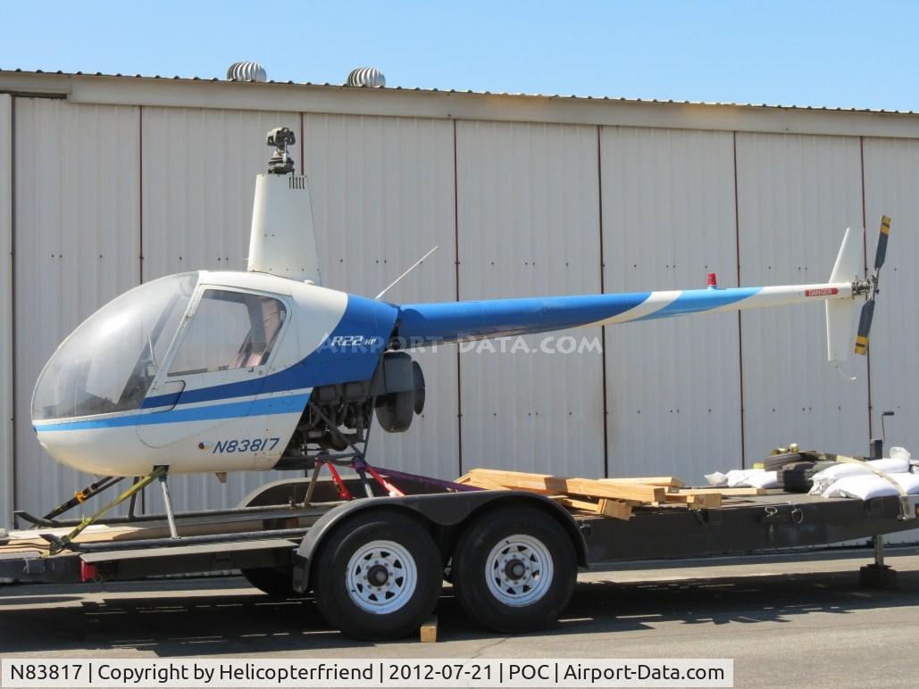 N83817, 1983 Robinson R22 C/N 0329, Tied down on a trailer near the northside hangers
